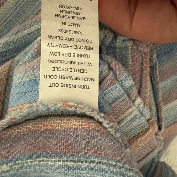 Indigo Rein striped flowing ankle length wide leg pants w/slit Size L - Picture 6 of 10